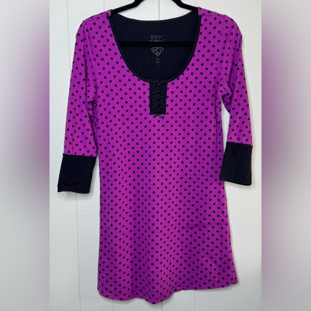 Betsey Johnson Polka Dot Soft Cotton Blend Nightshirt Womens Medium
